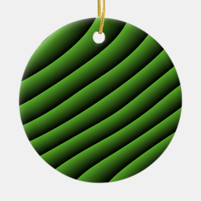Hypnotic Green Wavy Lines Ornament (Front)