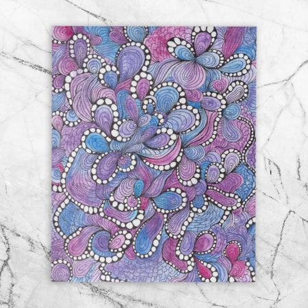 Hypnotic Hand-Drawn Purple Organic Swirls Artwork