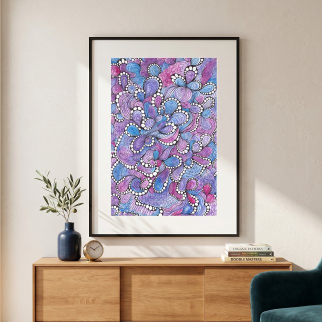 Hypnotic Hand-Drawn Purple Organic Swirls Artwork Poster (Creator Uploaded)