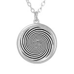 Hypnotic Hypnosis Spiral Necklace<br><div class="desc">Add a twist to your jewelry collection with our silver necklace featuring a mesmerizing black and white Hypnosis spiral design—the perfect mind and time bender! This eye-catching piece captures the allure of optical illusions, creating a dizzying effect that draws everyone in. Whether you're fascinated by the unconscious, vertigo, or simply...</div>