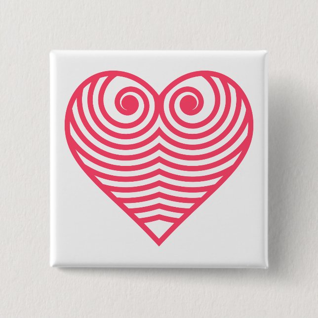 Hypnotic Love – Minimalist Red Contoured Heart Button (Front)