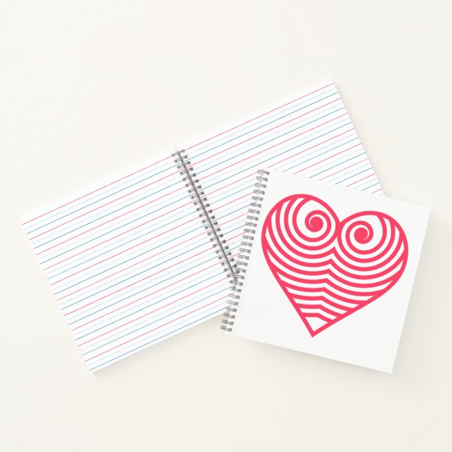 Hypnotic Love – Minimalist Red Contoured Heart Notebook (Inside)