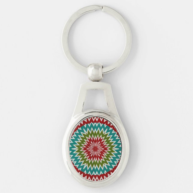 Hypnotic mandalaic flower keychain (Front)