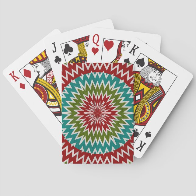 Hypnotic mandalaic flower poker cards (Back)
