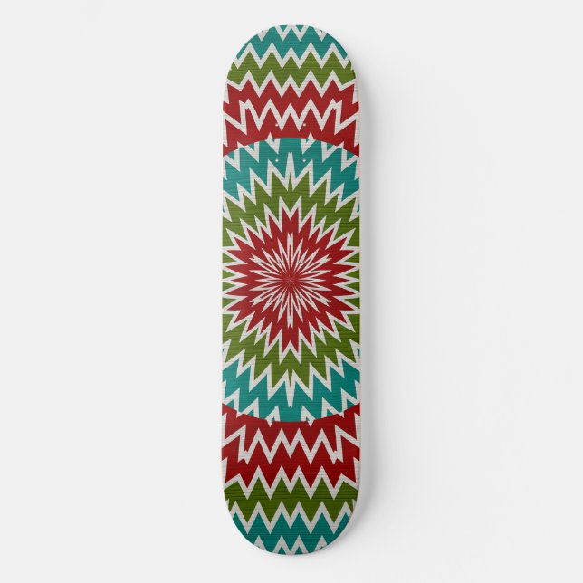 Hypnotic mandalaic flower skateboard deck (Front)