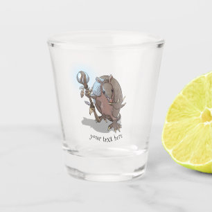 Hypnotic Mystic Armadillo Shaman And Staff Cartoon Shot Glass