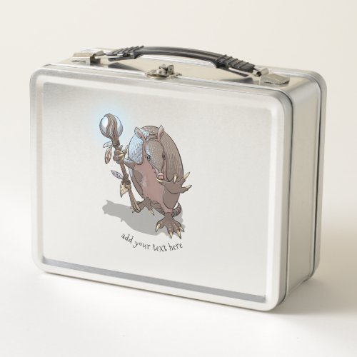 Hypnotic Mystic Shaman  Staff Cartoon Armadillo Metal Lunch Box