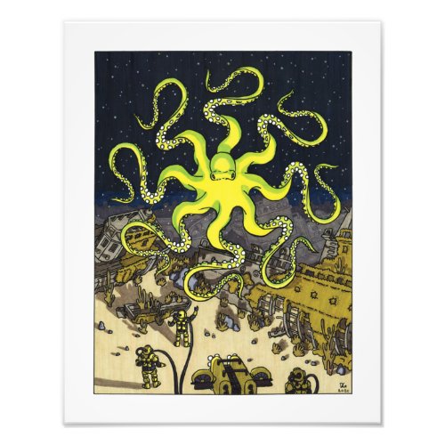 Hypnotic Octopus with Sunken Ships Photo Print