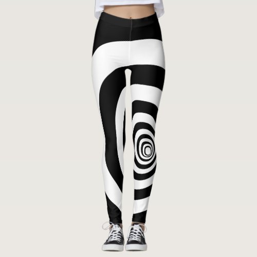 Hypnotic Optical Illusion Concentric Circles Leggings