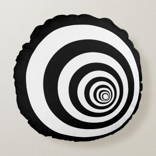 Hypnotic Optical Illusion Concentric Circles Round Pillow