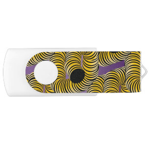 Hypnotic Psychadelic Yellow Black Swirls Flash Drive