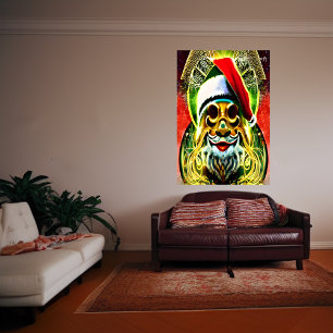 Hypnotic psychedelic Santa Claus AI Art Poster
