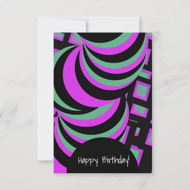 Hypnotic Purple Green Happy Birthday Any Occassion Card (Front)