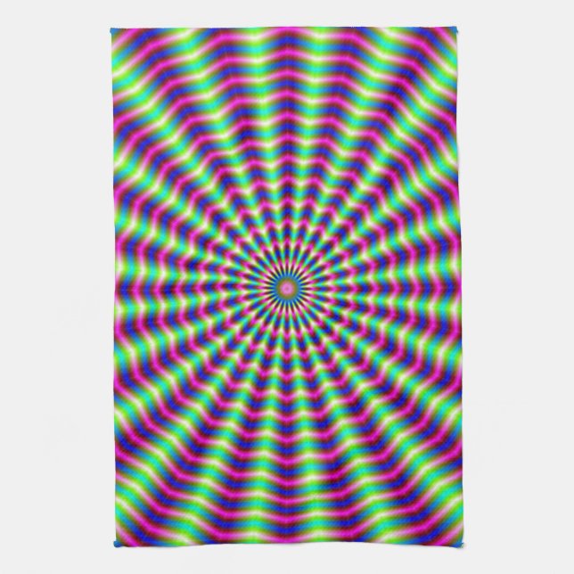 Hypnotic Rings and Beams Kitchen Towel (Vertical)