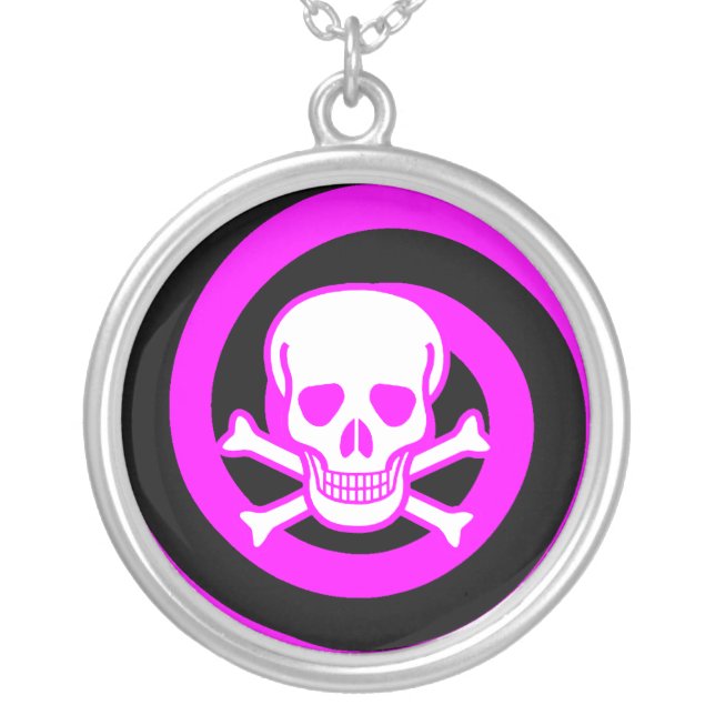 Hypnotic Skull Spiral Sterling Silver Necklace (Front)
