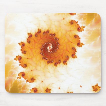 Hypnotic spiral fractal orange shades mouse pad