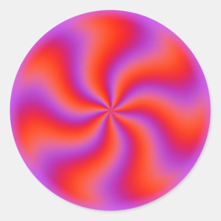 Hypnotic Spiral Optical Illusion Funny Neon Classic Round Sticker