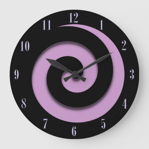 Hypnotic Spiral Purple Numbers Wall Clock