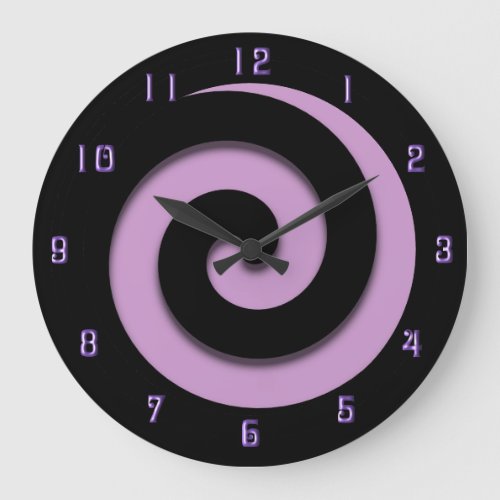 Hypnotic Spiral Purple w Purple Numbers Wall Clock