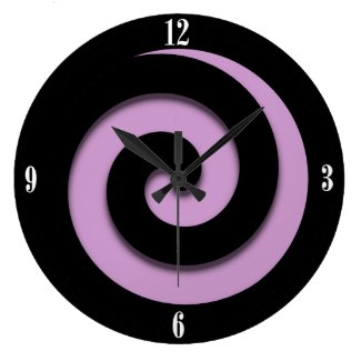 Hypnotic Spiral Purple w White Numbers Wall Clock Wall Clocks