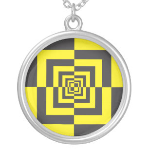 Hypnotic squares silver plated necklace