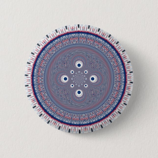 Hypnotic Symmetry: Abstract Geometric Art Button (Front)