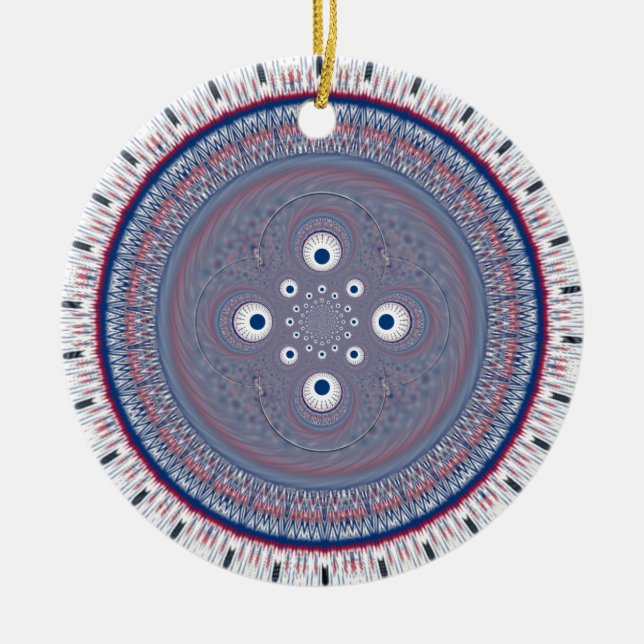 Hypnotic Symmetry: Abstract Geometric Art Ceramic Ornament (Front)