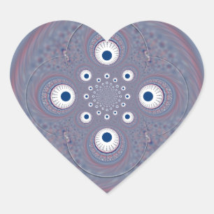 Hypnotic Symmetry: Abstract Geometric Art Heart Sticker