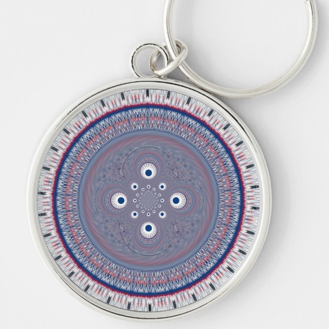 Hypnotic Symmetry: Abstract Geometric Art Keychain (Front)