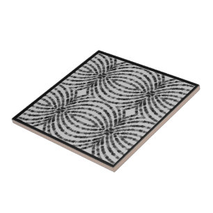 Hypnotic Translucent Black Gray Triangle Shapes Ceramic Tile
