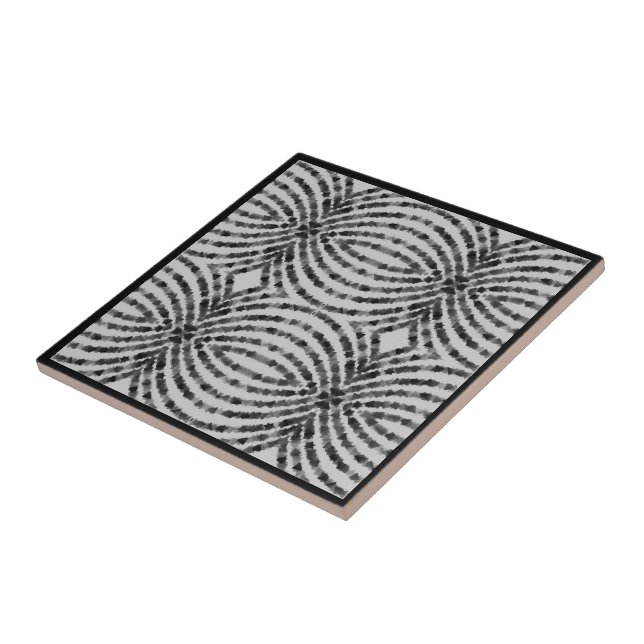 Hypnotic Translucent Black Gray Triangle Shapes Ceramic Tile (Side)
