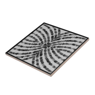 Hypnotic Translucent Black Gray Triangle Shapes Ceramic Tile