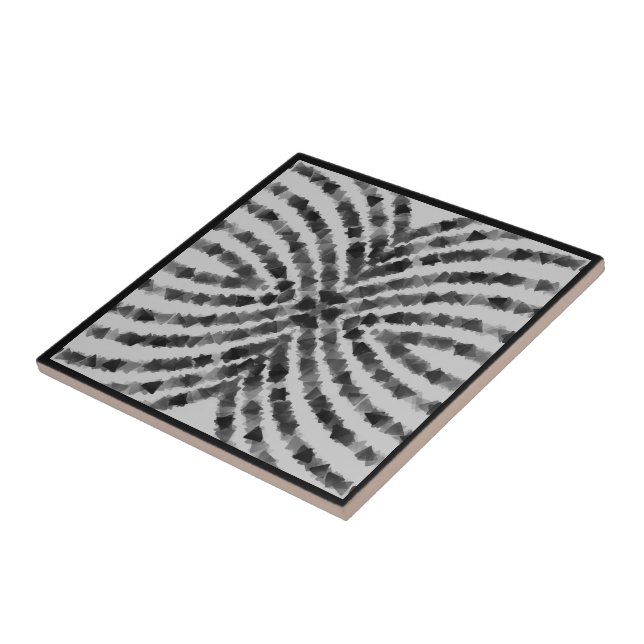 Hypnotic Translucent Black Gray Triangle Shapes Ceramic Tile (Side)