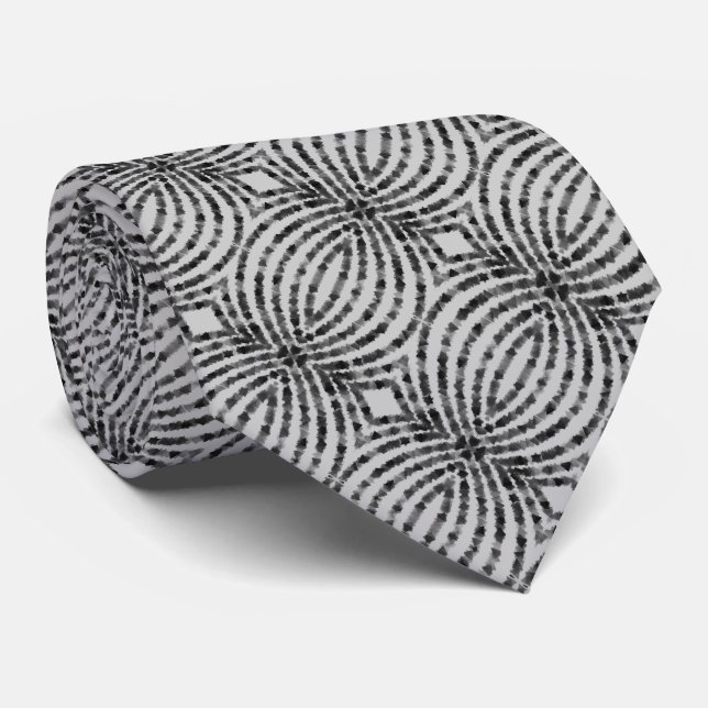 Hypnotic Translucent Black Gray Triangle Shapes Neck Tie (Rolled)