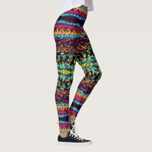 Hypnotic Voyage – Colorful Abstract Art Pattern Leggings