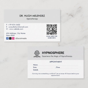 Hypnotist Clinic Business Minimalist Appointment Business Card