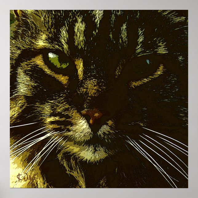 Hypnotizing Cat Digital Art Hypnosis Poster (Front)