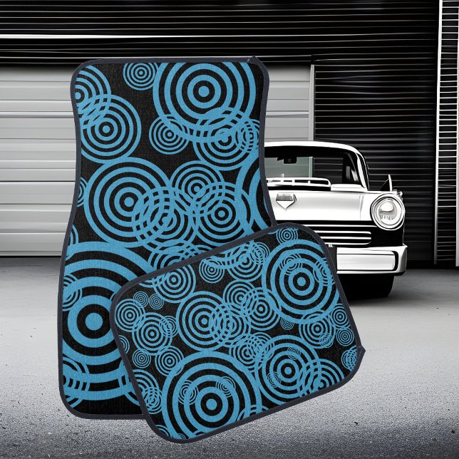Hypnotizing circles - blue car floor mat (Creator Uploaded)