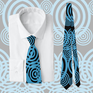 Hypnotizing circles - blue neck tie
