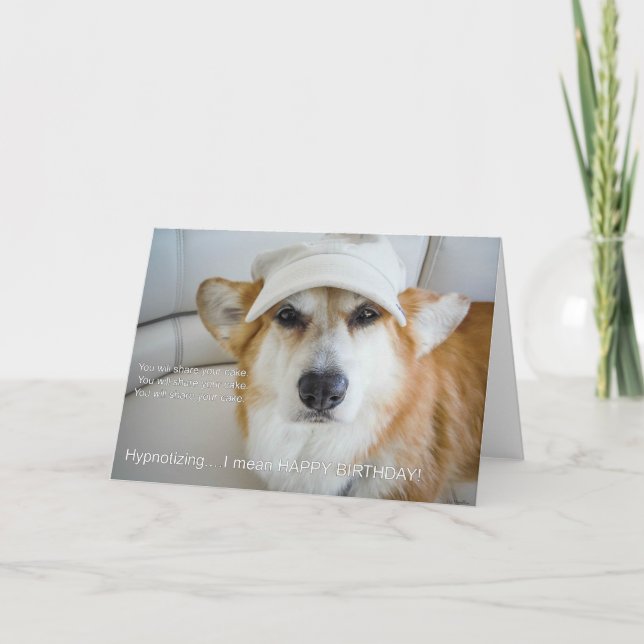 Hypnotizing Corgi birthday card (Front)