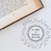 Classic Laurel Wreath Custom Name Ex Libris Book Rubber Stamp