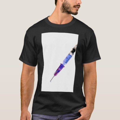 Hypodermic Syringe filled with colorful blue liqu T_Shirt