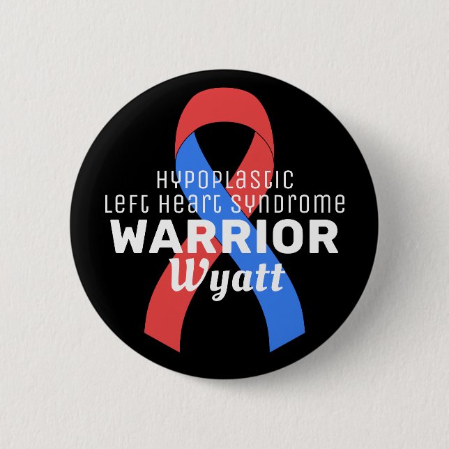 Hypoplastic Left Heart Syndrome Warrior Black Button (Front)