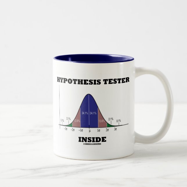 Hypothesis Tester Inside (Bell Curve Humor) Two-Tone Coffee Mug (Right)