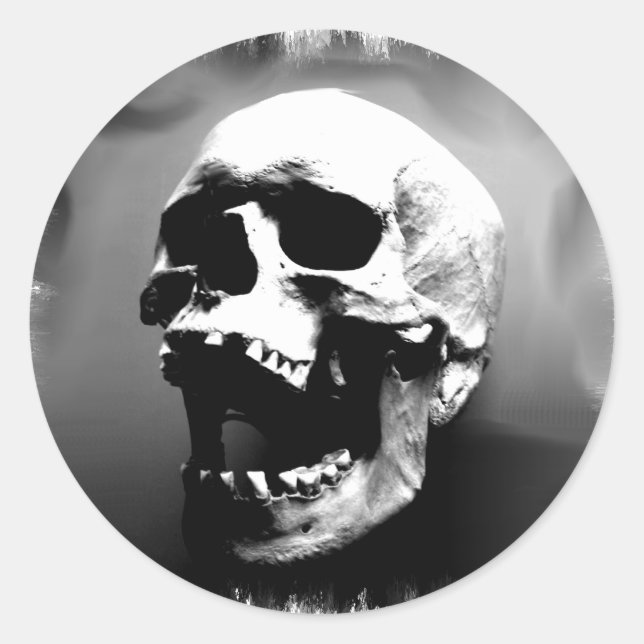 Hysteriskull Laughing Human Skull Classic Round Sticker (Front)