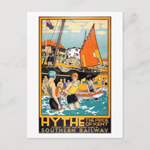Hythe vintage railway poster postcard