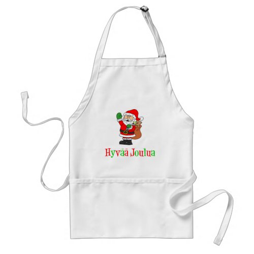 Hyvaa Joulua Finnish Christmas Santa Adult Apron