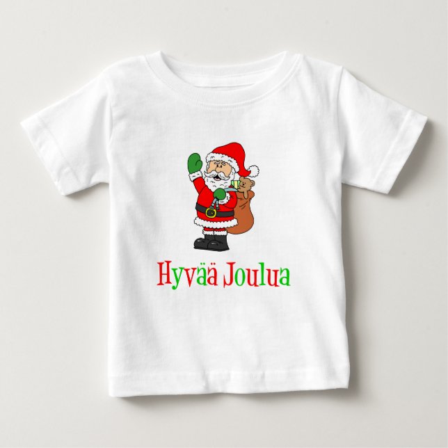 Hyvaa Joulua Finnish Christmas Santa Baby T-Shirt (Front)