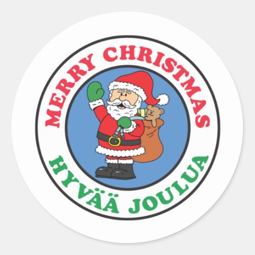 Hyvaa Joulua Finnish Christmas Santa Classic Round Sticker