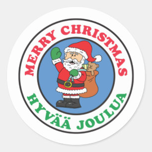 Hyvaa Joulua Finnish Christmas Santa Classic Round Sticker